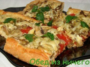 Пицца с грибами и баклажанами, пошаговый рецепт 